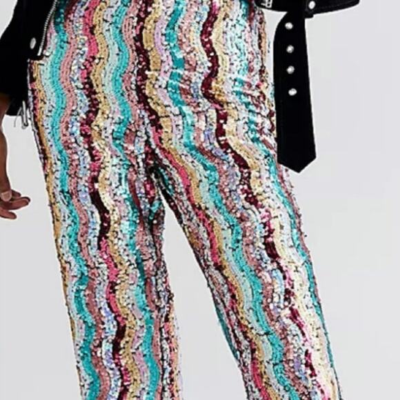 Free People Dance Again Sequin Size 2 Party Pants - Picture 1 of 6